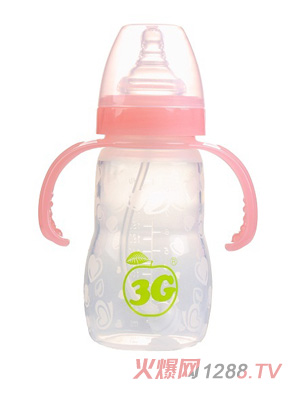 小苹果母感硅胶奶瓶240ML粉色