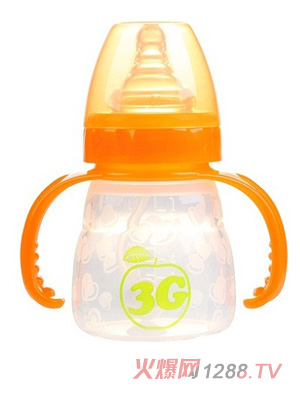 小苹果母感硅胶奶瓶150ML橙色