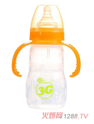 小苹果母感硅胶奶瓶240ML橙色