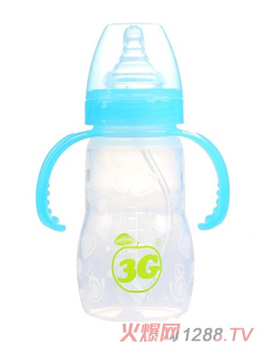 小苹果母感硅胶奶瓶240ML蓝色