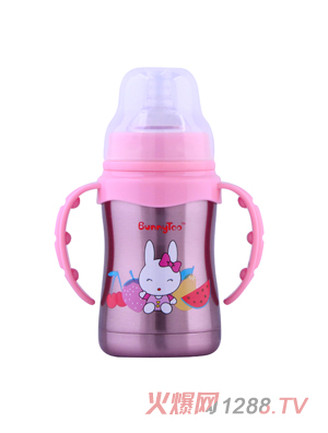 Bunnytoo不锈钢保温奶瓶180ml粉色