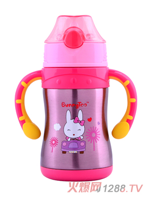 Bunnytoo弹盖保温学饮杯220ML粉色