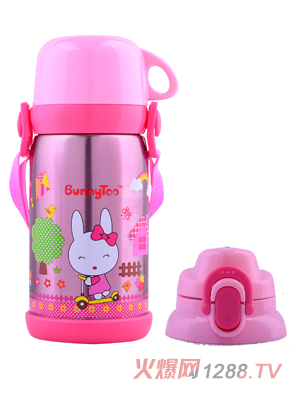 Bunnytoo雙蓋真空保溫壺600ml粉色