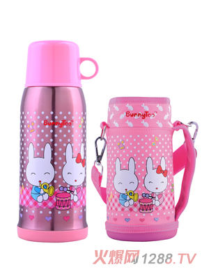 Bunnytoo學(xué)生保溫水壺600ml粉色