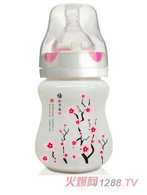 贝婴奇180ml陶瓷奶瓶粉红
