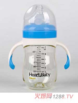 亨特贝贝宽口PPSU210ml蓝色奶瓶带手柄