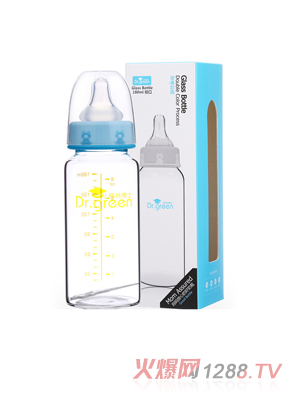 格林博士标口玻璃奶瓶180ML蓝色