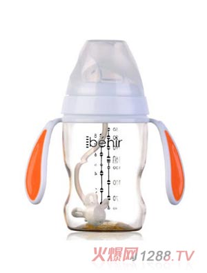 清素250ml宽口自动PPSU奶瓶配变流量奶嘴-玫红色