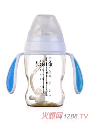 清素250ml宽口自动PPSU奶瓶配变流量奶嘴-蓝色