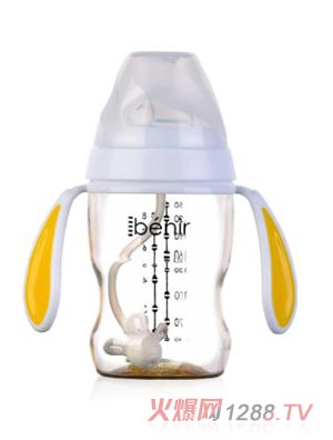 清素250ml宽口自动PPSU奶瓶配变流量奶嘴-黄色