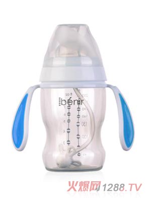 清素250ml宽口自动PP奶瓶配变流量奶嘴-蓝色