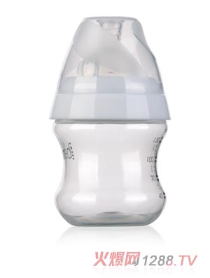 清素130ml宽口PP奶瓶配慢流量奶嘴-白色