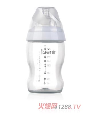 清素250ml宽口PP奶瓶配中流量奶嘴-白色