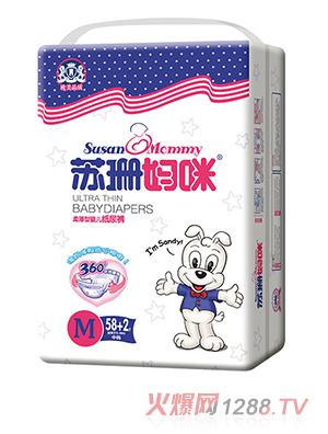 蘇珊媽咪柔薄型嬰兒紙尿褲M(mǎn)58+2片