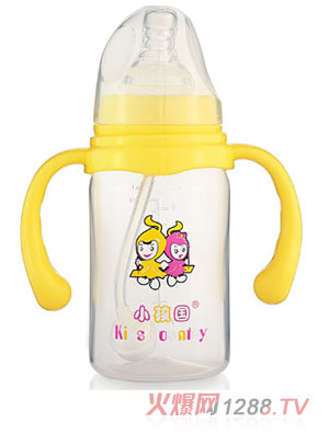 小孩国标口奶瓶直身PP奶瓶120ML黄色