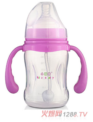 小孩国宽口自动柳叶形PP奶瓶180ML紫色