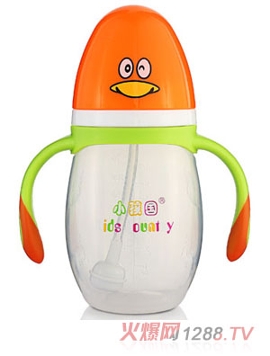 小孩国宽口自动企鹅PP奶瓶210ML 黄色