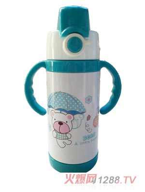 好乐婴蓝色带盖水杯