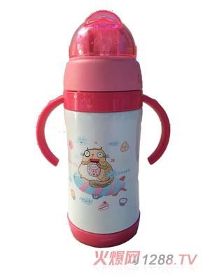 好乐婴红色带盖水杯