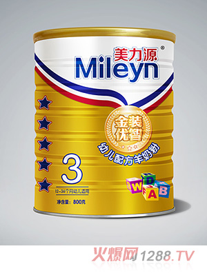 美力源金裝優(yōu)智幼兒配方羊奶粉罐裝800克3段