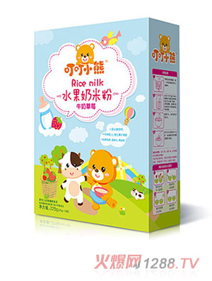 叮叮小熊水果奶米粉盒装-牛奶草莓