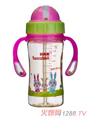 阳光兔330MLPPSU婴儿吸管杯红色