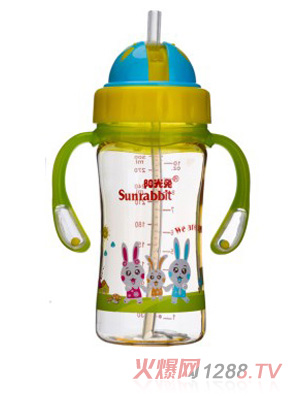 阳光兔330MLPPSU婴儿吸管杯绿色