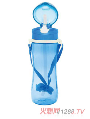 阳光兔吸管水壶560ML蓝色