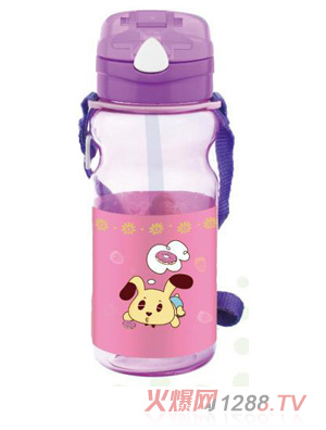 阳光兔吸管水壶400ML紫色
