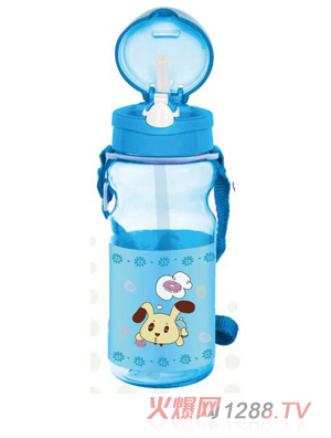 阳光兔吸管水壶400ML蓝色