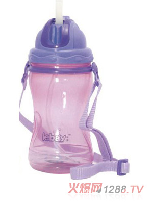 阳光兔推盖吸管水壶360ML紫色