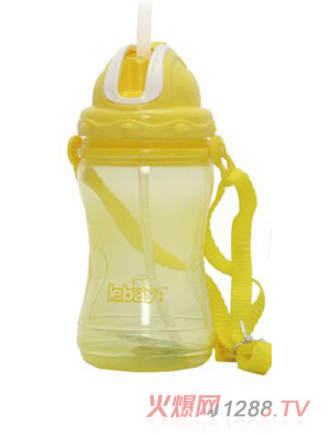 阳光兔推盖吸管水壶360ML黄色
