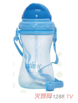 阳光兔企鹅吸管水壶360ML蓝色