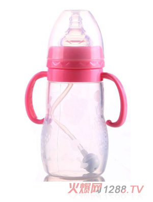阳光兔240ML宽口硅胶奶瓶粉色
