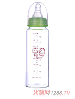 帅贝比标口晶钻玻璃奶瓶240ml