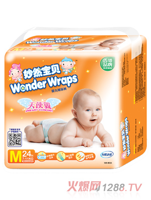 妙然宝贝天使翼婴儿纸尿裤M码24片