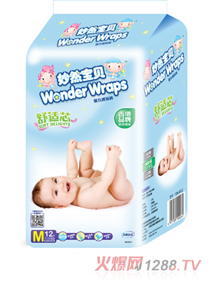 妙然宝贝舒适芯婴儿纸尿裤M码12片