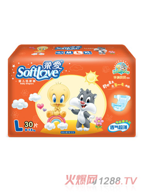 柔爱华纳贝贝超薄纸尿裤L码30片