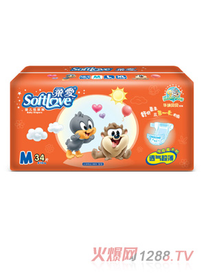柔爱华纳贝贝超薄纸尿裤M码34片