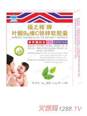 顺亿堂福之格叶酸B6维C铁锌软胶囊