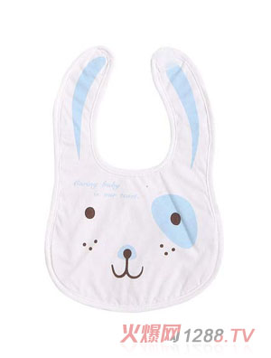 伊善儿纯棉单面皮皮兔口水巾