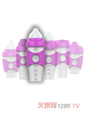 绿糖生活紫色水晶奶瓶330ml