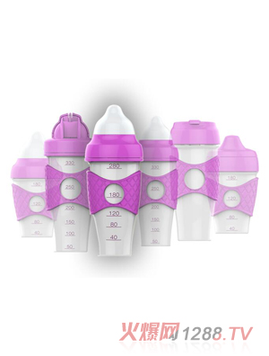 绿糖生活紫色水晶奶瓶280ml