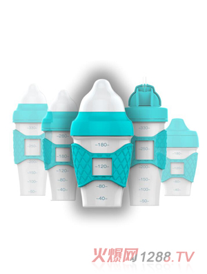 绿糖生活蓝色水晶奶瓶180ml