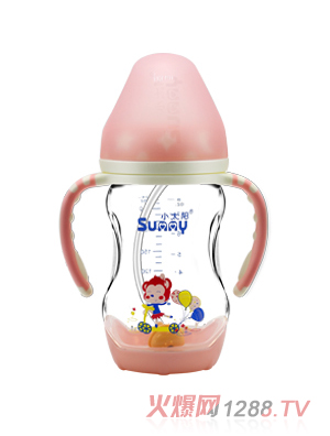 小太阳PP双色手柄奶瓶240ML
