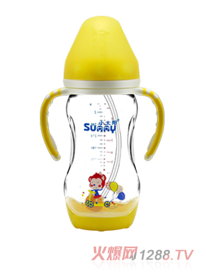 小太阳PP双色手柄奶瓶300ML