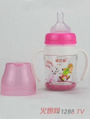 诺贝能婴幼儿奶瓶粉色兔子图案