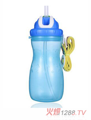 母爱儿童背带学饮杯550ML 蓝