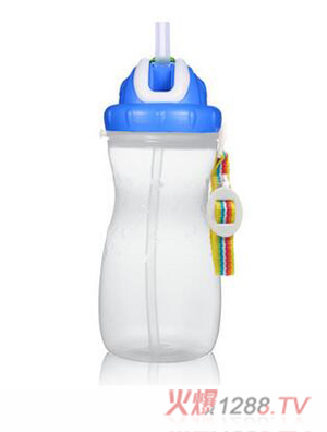 母爱儿童背带学饮杯550ML 蓝白