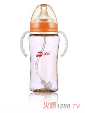母爱PPSU宽口自动奶瓶300ml安全耐摔黄